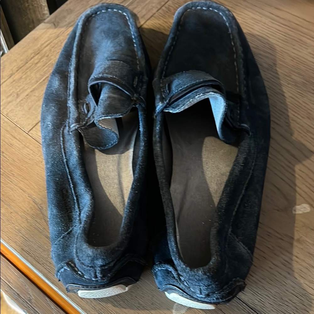 Black Suede Slip-On Loafers with Moccasin Style